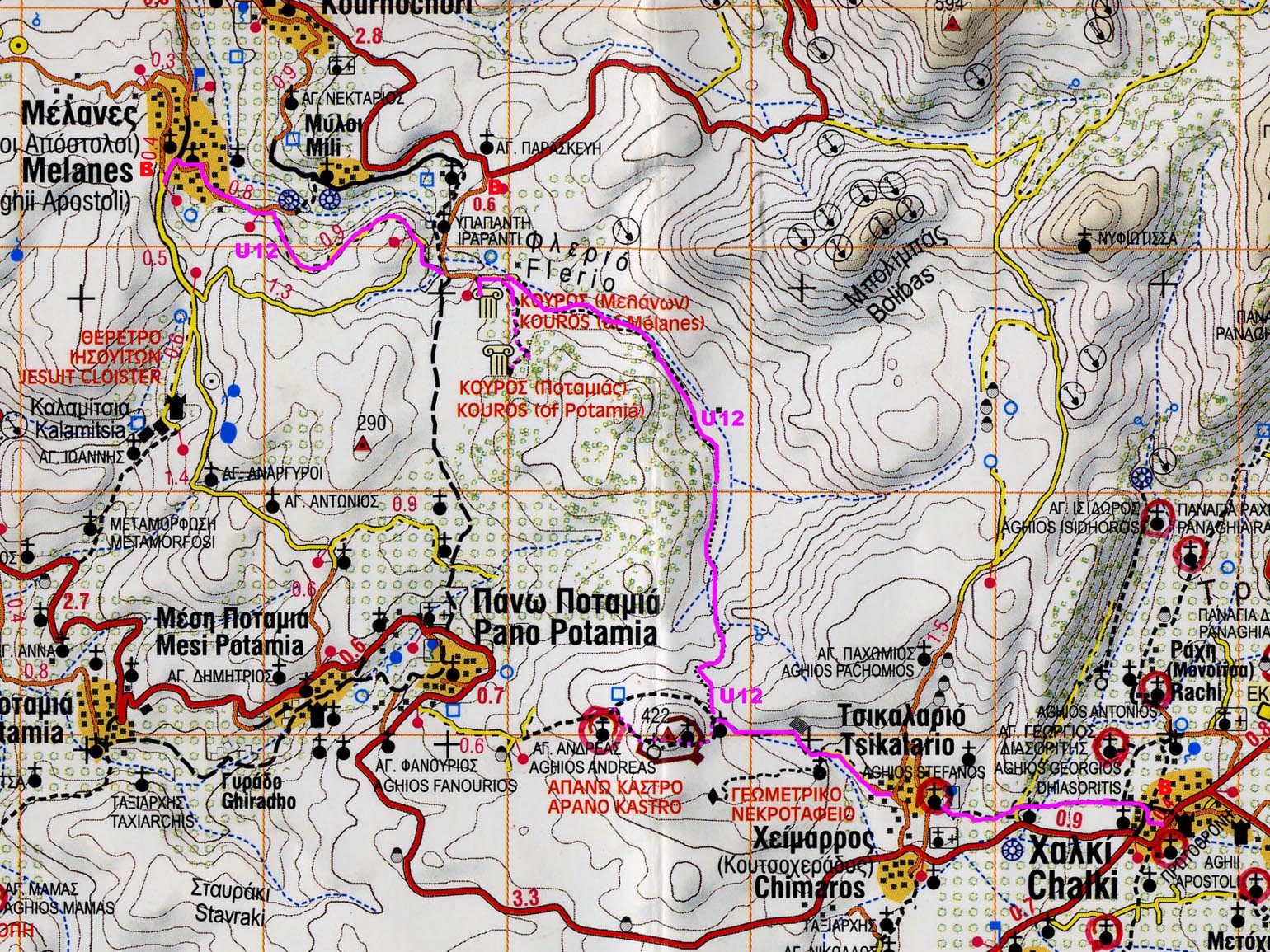 Naxos Hiking Trail Map Hiking On Naxos Island - Greece