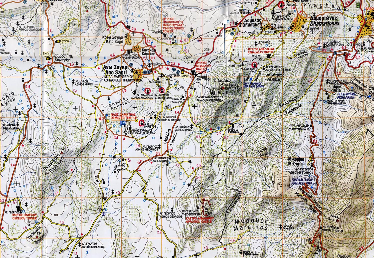 Naxos Hiking Trail Map Hiking On Naxos Island - Greece